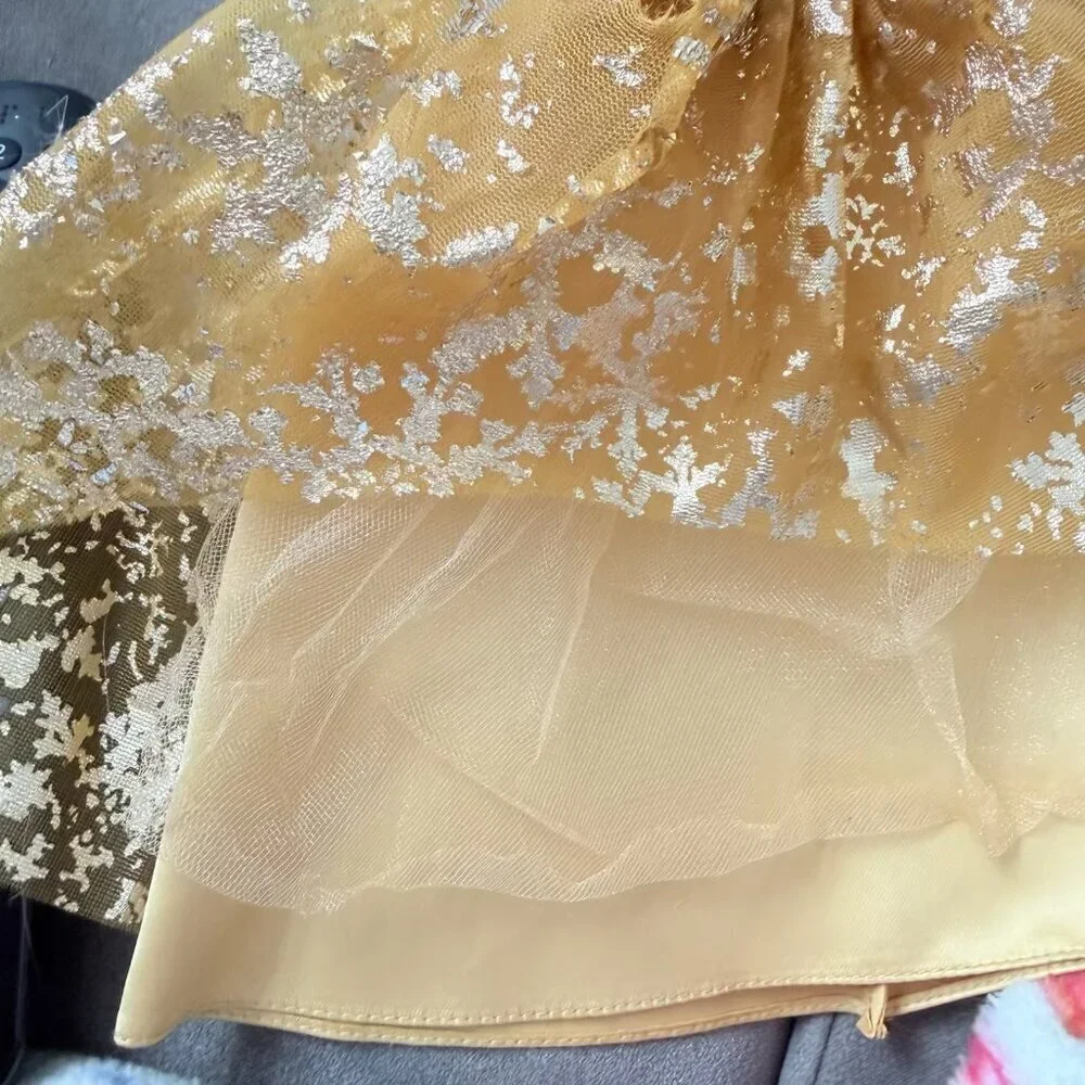 Disney Store Holiday Princess Gold Ball Gown Doll Outfit Metallic Lace Overlay